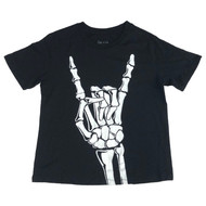 Womens (Jrs) Black & White Skeleton Finger Halloween Tee Shirt T-shirt