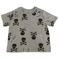 Womens (Jrs) Gray & Black Silver Skull Halloween Tee Shirt T-shirt