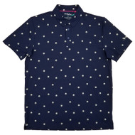 Birdie Bound Mens Navy Blue Golf Ball Short Sleeve Performance Polo Shirt