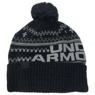 Under Armour Mens Black & Gray Snowflake Print Beanie Stocking Cap Winter Hat