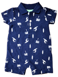 Carters Infant Boys Navy Blue Surfer Palm Tree Romper Bodysuit Outfit