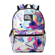 Justice Sport Kids 17" Backpack, Silver Multi-Splatter Pattern & Tech Pocket
