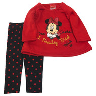 Disney Infant Girls Red Minnie Mouse Christmas Outfit Santa Sweatshirt Pants 12m