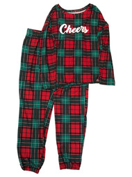 Womens Red & Green Christmas Plaid Cheers Holiday Pajamas Sleep Set