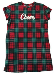 Womens Red Green Christmas Plaid Holiday Nightgown Sleepshirt Sleep Shirt
