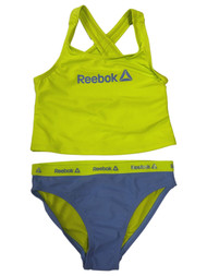 Reebok Girls 2pc Green & Purple Athletic Tankini Swim Suit