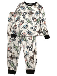 Disney Womens Soft Beige Mickey Mouse Yoda Stitch Pajamas Sleep Set