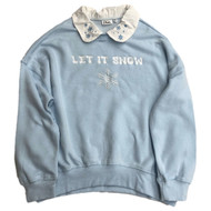 Womens Blue Let it Snow Collared Holiday Sweat Shirt Sweatshirt Top