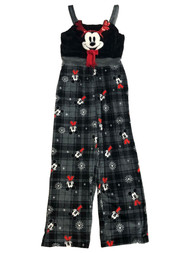 Disney Womens (Jrs) Gray Mickey Mouse Christmas Holiday Overalls Jumpsuit