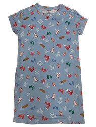 Womens Blue Cocoa & Ice Skates Holiday Nightgown Sleepshirt Sleep Shirt