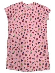 Womens Pink Gingerbread Candycane Holiday Nightgown Sleepshirt Sleep Shirt