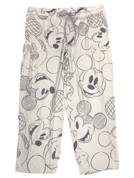 Disney Womens White Knit Mickey Mouse Sleep Pants Pajama Bottoms