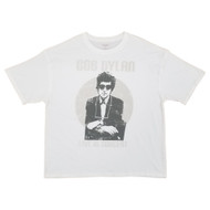 Womens White Bob Dylan Short Sleeve Oversized Boyfriend Tee Shirt T-Shirt