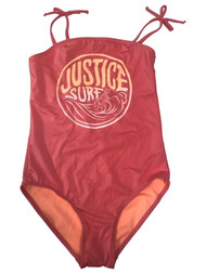 Justice Surf Girls Pink 1pc Swim Swimming Bathing Suit Pink & Orange L (12-14)