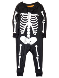 Infant Boys & Girls Black & White Skeleton Halloween Bodysuit Romper