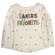 Toddler Girls Beige & Gold Santa's Favorite Christmas Holiday Tee Shirt 2T