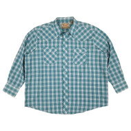 Wrangler Mens Teal Blue Plaid Long Sleeve Button Down Western Shirt