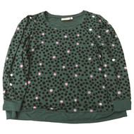 Plus Size Womens Green Polka Dot Long Sleeve Blouse Top Sweatshirt 2X