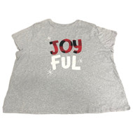 Womens Plus Gray & Red Buffalo Plaid Joyful Christmas Holiday Tee Shirt