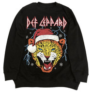 Def Leopard Womens Black Santa Claus Christmas Holiday Sweatshirt