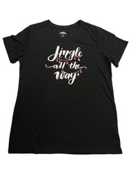 Womens Black Jingle All the Way Christmas Holiday Tee T-Shirt X-Large