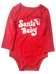 Infant Boys Red Long Sleeve Santa Baby Holiday Bodysuit Christmas Shirt