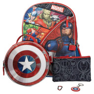 Marvel Avengers 16" Backpack & Insulated Lunch Box 5 piece Mega Set, School Bag