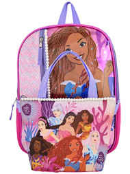 Disney The Little Mermaid Kids Backpack & Lunch Bag 5 Piece Set, Ariel