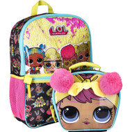 MGA LOL B.B. Nation Girls 17" Laptop Backpack & Lunch Bag 2-Piece Set, Book Bag