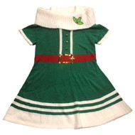 Womens Green Holly Elf Christmas Holiday Sweater Dress X-Large