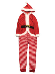 Womens Plush Red Santa Claus Hoodie Christmas Pajama Sleeper Union Suit