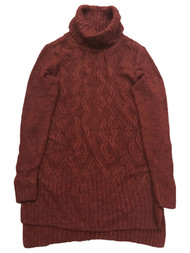 Womens Lumpy Cable Knit Burgundy Cowl Neck Pull-Over Sweater