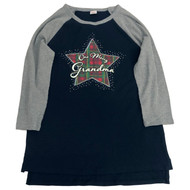 Womens Blue & Gray One Merry Grandma Christmas Holiday T-Shirt Tee Shirt