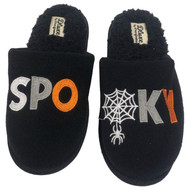 Dearfoams Womens Black Spooky Halloween Slippers Scuffs 5-6