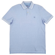 Chaps Mens Cornflower Blue Birdseye Short Sleeve Solid Pique Polo Shirt