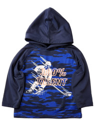 Infant & Toddler Boys Blue "100% Talent" Hockey Long Sleeve Hooded T-Shirt