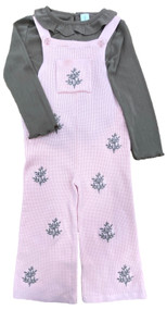 Modern Moments Toddler Girls Brown Ruffle Top & Pink Knit Overall set 2 PC 3T