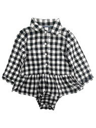 Peyton & Parker Baby Girls Black & White Plaid Romper Jumper Flannel Dress