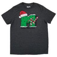 MTV Music Television Mens Gray Short Sleeve Christmas Monster T-Shirt