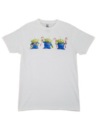 Toy Story Mens White Alien Toy Candy Cane Christmas T-Shirt