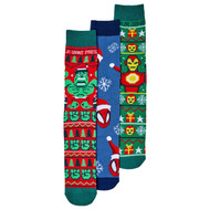 Bioworld Adult Mens 3 Pair Crew Socks Set Marvel Avengers Christmas Holiday
