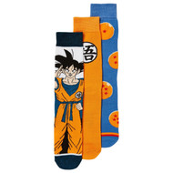 Dragon Ball Z Adult Mens 3 Pair Orange & Blue Goku Crew Socks Set