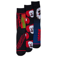 Bioworld Adult Mens 3 Pair Horror Crew Socks Set It Friday 13 Nightmare on Elm