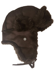Womens Soft Brown Faux Suede Fuzzy Plush Lined Trapper Hat