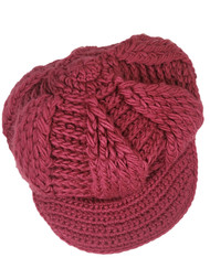Womens Dark Pink 'Lolita' Chunky Knit Newsboy Cap Hat