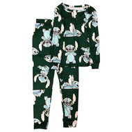 Disney Lilo & Stitch Girls Green Knit Sleep Set Pajamas Size 10