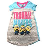 Despicable Me Girls Silky Gray & Blue Minions Nightgown Size 6