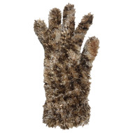 Womens Plush Fuzzy Speckled Brown & Tan Knit Gloves