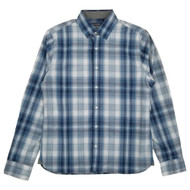 Van Heusen Mens Blue Plaid Long Sleeve Slim Fit Never Tuck Button-Down Shirt