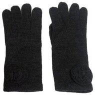 Chaps Womens Soft Dark Gray Knit Gloves With Rosettes